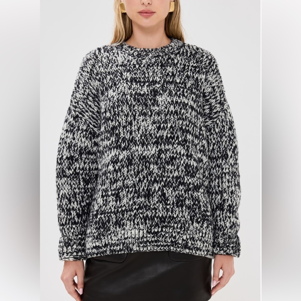 Anine Bing Sydney Crew Sweater - Black And White in size medium NWT